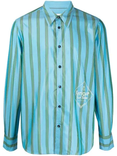 Wales Bonner Langstone Striped Shirt In Blue