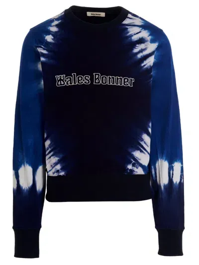 Wales Bonner Logo Embroidery Tie Dye Sweatshirt In Blue