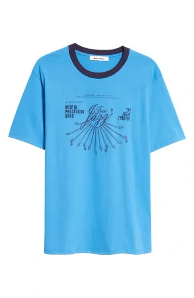 Wales Bonner Saturn Cotton Graphic T-shirt In Blue