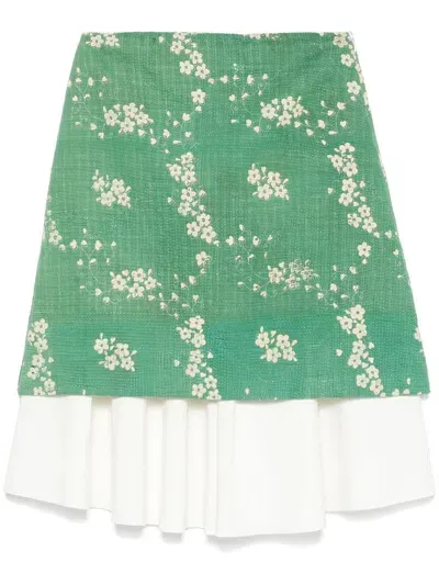 Wales Bonner Triumph Mini Skirt In Green