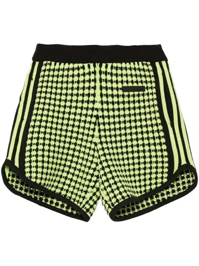 Wales Bonner X Adidas Green Crochet Track Shorts In Brown