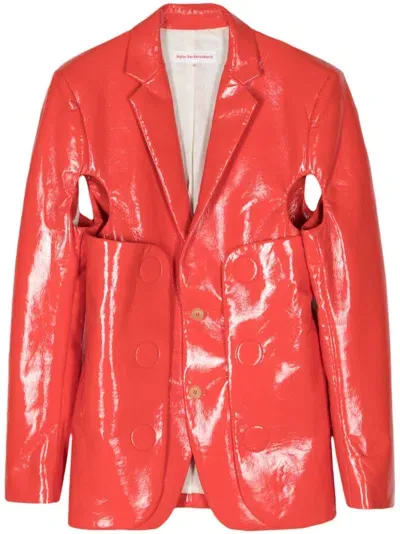 Walter Van Beirendonck Star Cut-out Blazer In Red