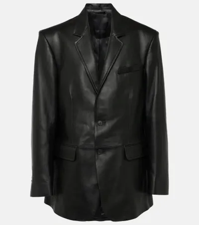 Wardrobe.nyc Single-breasted Leather Blazer In Black