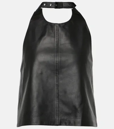 Wardrobe.nyc Halterneck Leather Top In Schwarz