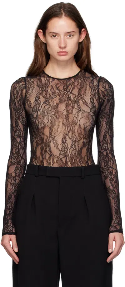 Wardrobe.nyc Floral Lace Bodysuit In Black