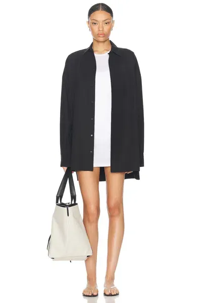 Wardrobe.nyc Oversized Mini Shirt Dress In Black