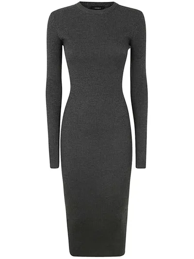 Wardrobe.nyc Ribbed Long Sleeve Dress Clothing In Grey