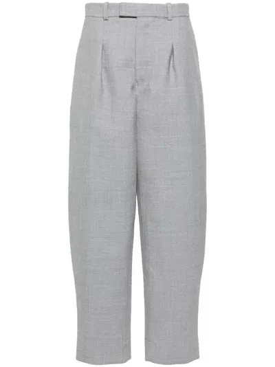 Wardrobe.nyc Tapered Tailored Trousers In Grey Marl