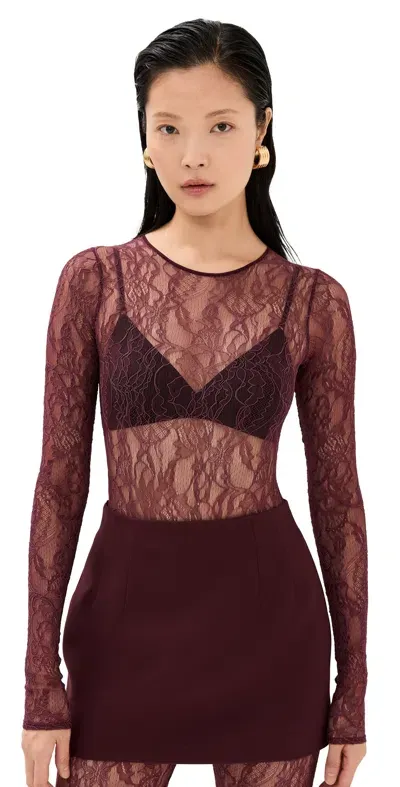 Wardrobe.nyc Wardrobe. Nyc Lace Bodysuit Oxblood