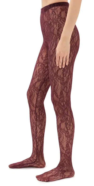 Wardrobe.nyc Wardrobe. Nyc Lace Tights Oxblood