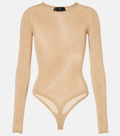 Wardrobe.nyc Wardrobe. Nyc X Rhw Web Wool-blend Bodysuit In Beige