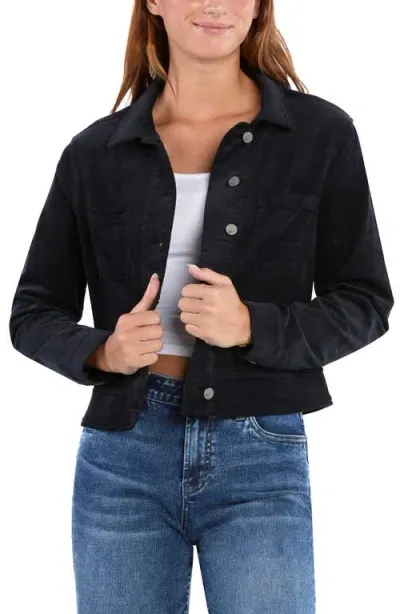 Wash Lab Denim Crop Cord Jacket In Sleek Black