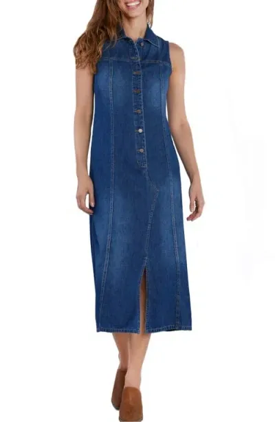 Wash Lab Denim Denim Maxi Shirtdress In Tint Blue