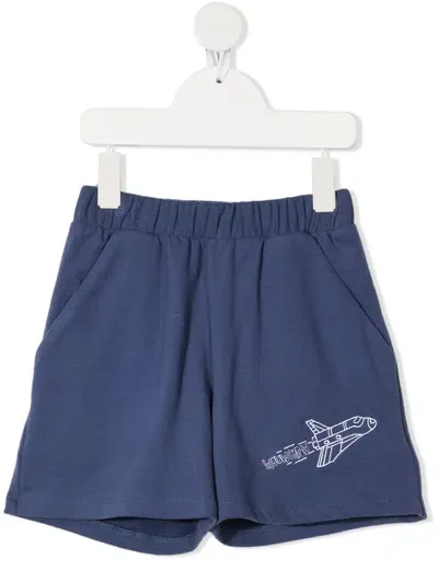 Wauw Capow By Bangbang Kids' Ace Jet-print Shorts In Blue