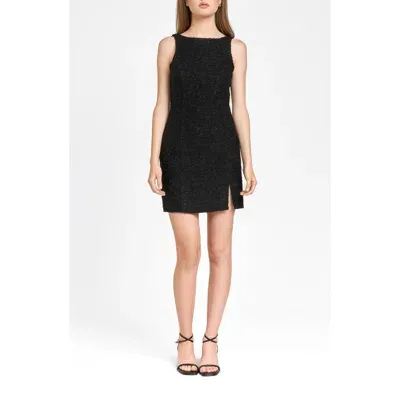 Wayf Callie Metallic Tweed Scoop Back Minidress In Black