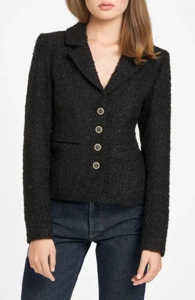 Wayf Callie Metalllic Tweed Jacket In Black