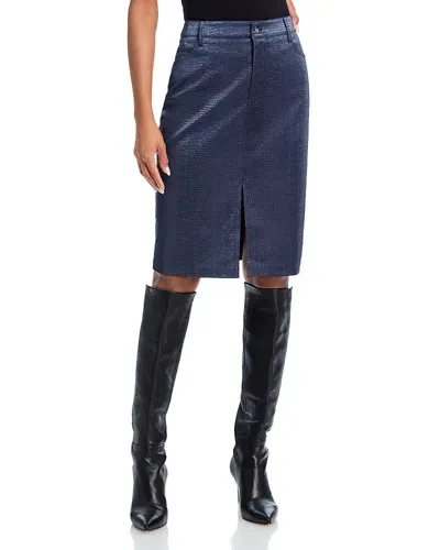 Wayf Camille Faux Leather Skirt In Navy