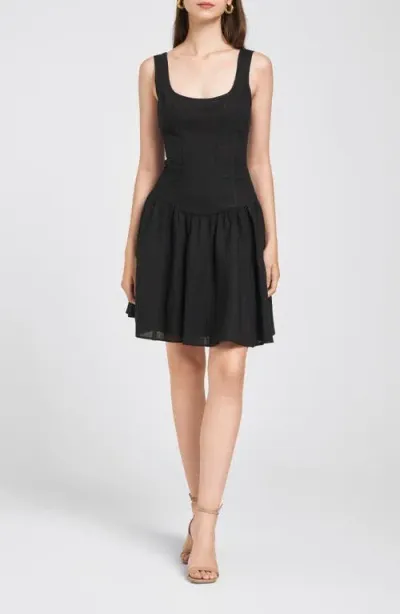 Wayf Esmeralda Linen Blend Minidress In Black