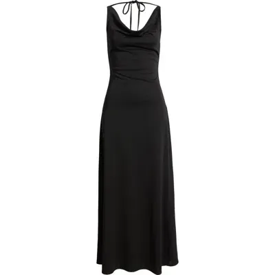 Wayf The Tamara Cowl Neck Gown In Black