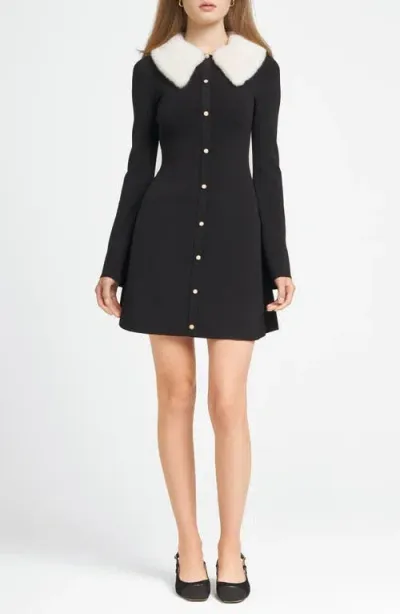 Wayf X Chérie Madeleine Amour Long Sleeve Minidress In Black