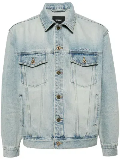 We11 Done Embroidered Logo Denim Jacket In Blue