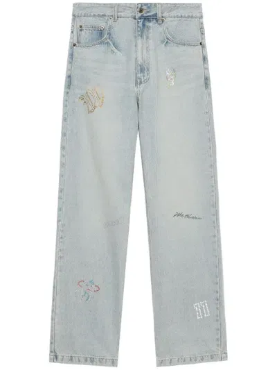 We11 Done Rhinestone-embellished Jeans In Blue