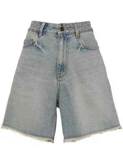 We11 Done Washed Denim Short In Blue