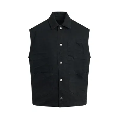 We11 Done Whiskered 3-pocket Denim Vest In Blue