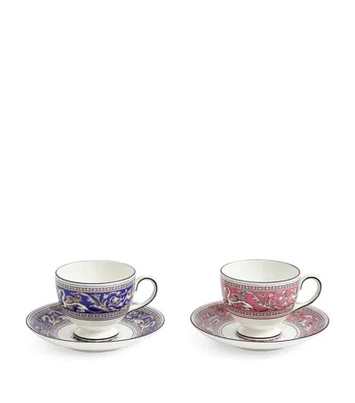 Wedgwood Set Of 2 Florentine Teacups & Saucers In Multi