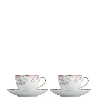 Wedgwood Sweet Plum Teacups And Saucers In Multi