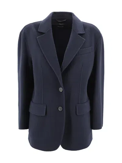 Weekend Max Mara Wool-blend Gabardine Over Blazer In Blue