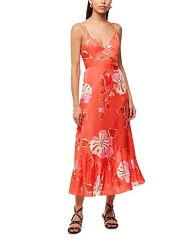 Whistles Haiwaiian Print Raffa Dress In Coral/multi