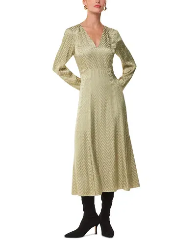 Whistles Jacquard Midi Dress In Khaki