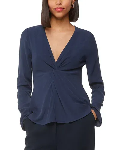 Whistles Twist Front Crinkle Top In Blue