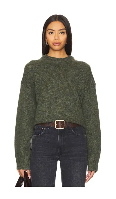 White + Warren Cashmere Luxe Boxy Crewneck In Green Marl