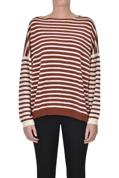 Why Ci Striped Wool Pullover In Sienna