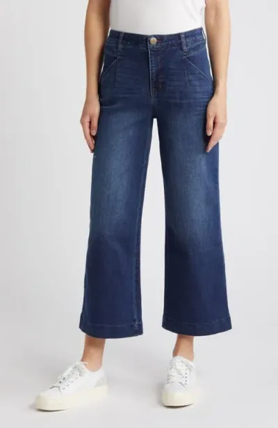 Wit & Wisdom 'ab'solution Skyrise V-pocket Ankle Wide Leg Jeans In Blue