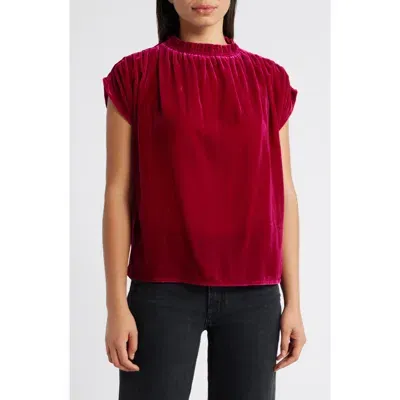 Wit & Wisdom Extended Sleeve Velvet Top In Raspberry Rose