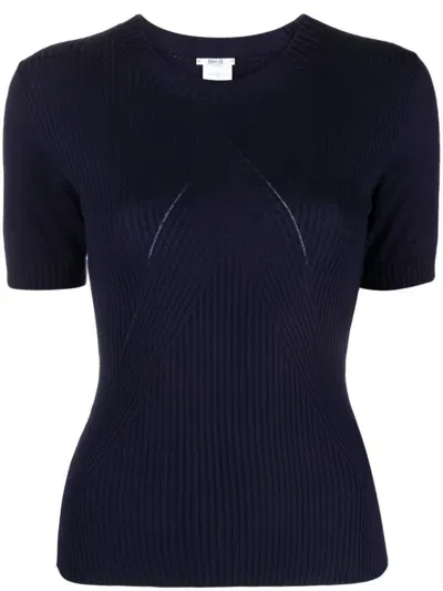 Wolford Short-sleeve Ribbed-knit Top In Blue