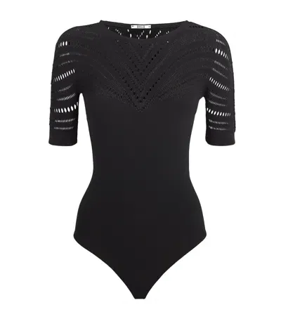 Wolford Virgin Wool-blend String Bodysuit In Black