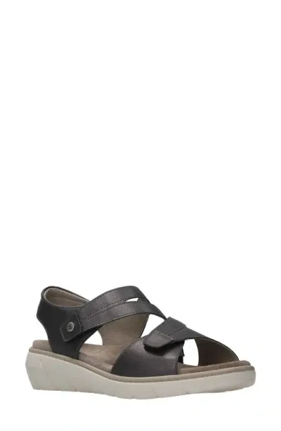 Wolky Ikaria Ankle Strap Platform Wedge Sandal In Black