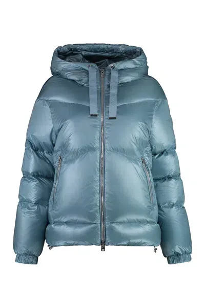 Woolrich Aliquippa Glossy Nylon Down Jacket In Blue