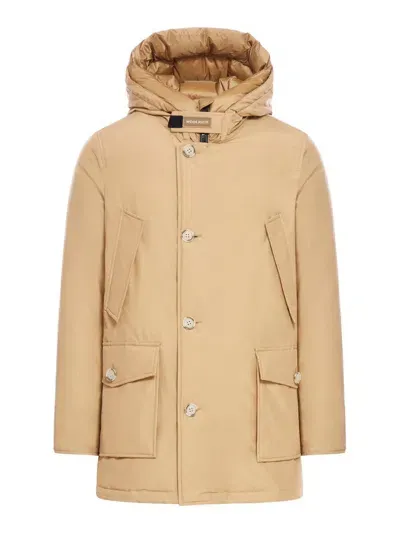 Woolrich Arctic Hooded Down Coat In Brown