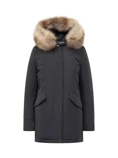 Woolrich Artic Raccoon Parka In Blue