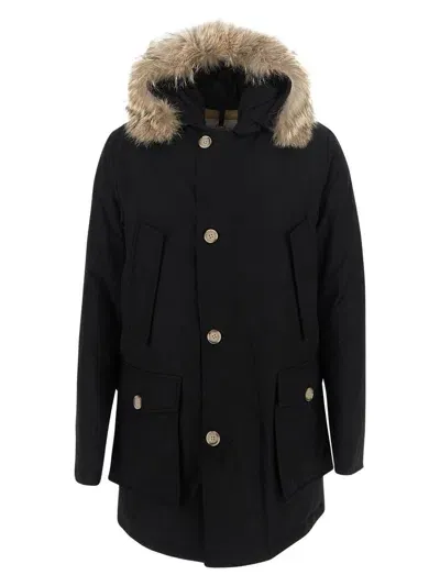 Woolrich Artic Detachable Fur Parka Jacket In Blue