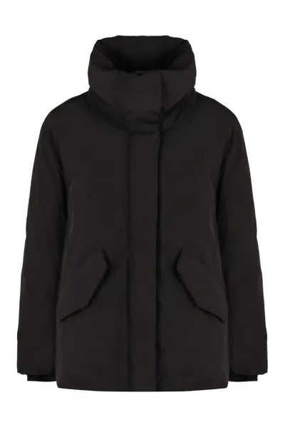 Woolrich Cocoon Techno-nylon Down Jacket In Black