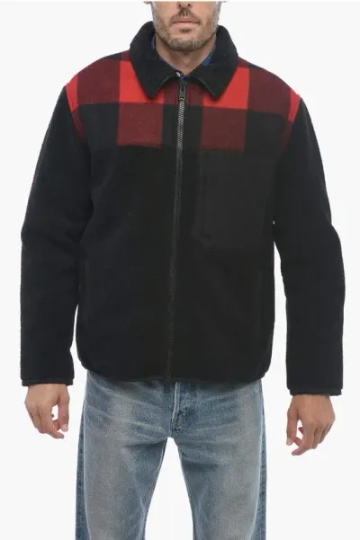 Woolrich Eco-fur Jacket With Check Pattern In Multi