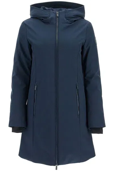 Woolrich Firth Hooded Softshell Down Parka In Blue