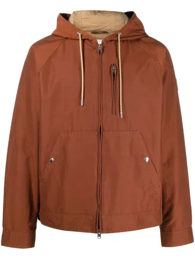 Woolrich Lobster Zip-up Hooded Jacket In Brown