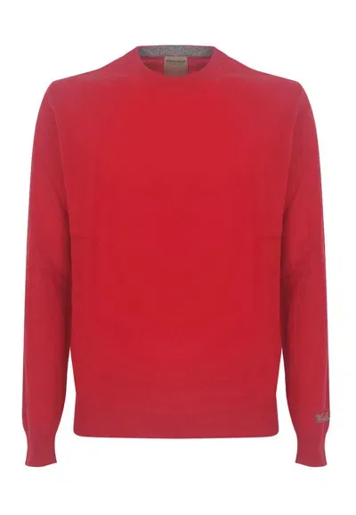 Woolrich Logo Embroidered Crewneck Jumper In Red